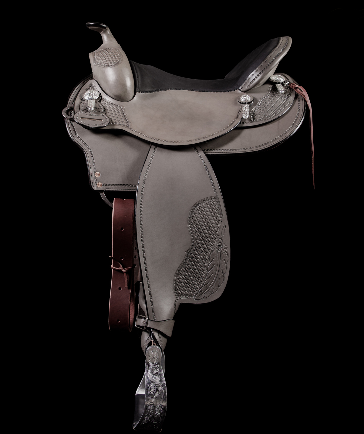 kurzer westernsattel grau, federpunzireung